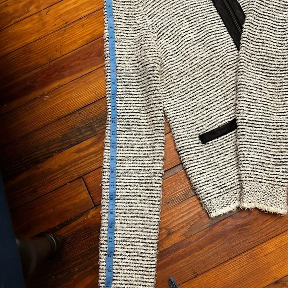 Coco Chanel Joie Black and White Mixed Media Structured Zip-Up Cardigan - Picture 10 of 11